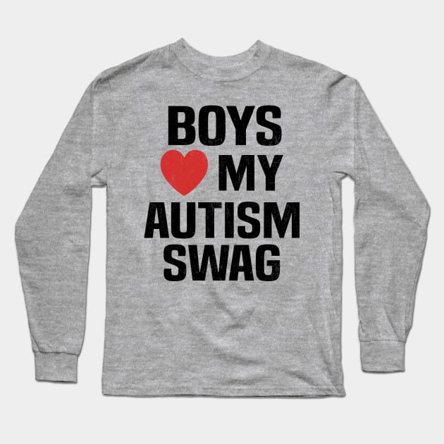 Boys Heart My Autism Swag Funny Boys Love My Autism Swag Long Sleeve T-Shirt by Flow-designs